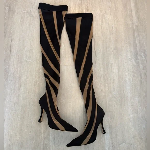 New JIMMY CHOO x Mugler over-the-knee sock boots 37.5 - Picture 15 of 16